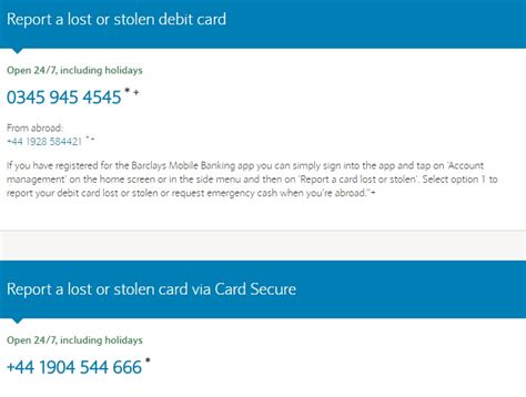 barclays customer service number